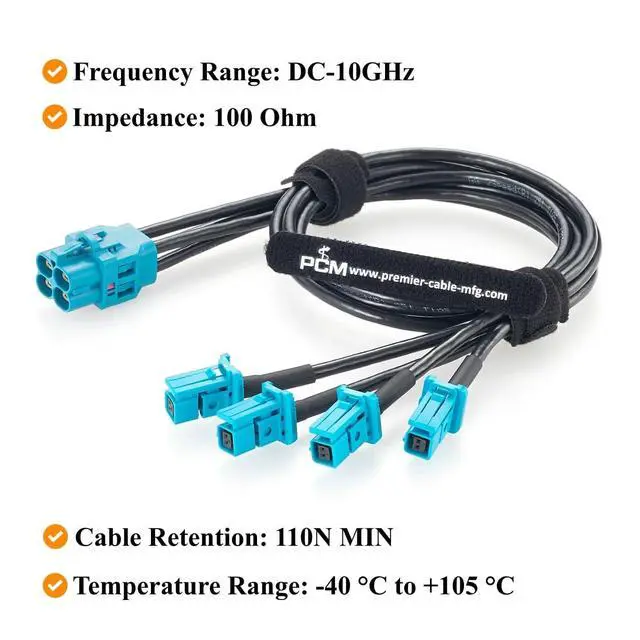Alt view image 5 of 7 - 4-in-1 H-MTD Z Code Female to MATEnet Female Automotive Ethernet Splitter Cable 10Gbps E6K10D-1CAZ5-Z to 2302454-9 for ADAS, Robotaxi (0.5M/1.64FT)