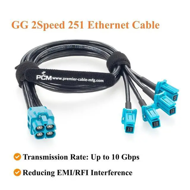 Alt view image 6 of 7 - 4-in-1 H-MTD Z Code Female to MATEnet Female Automotive Ethernet Splitter Cable 10Gbps E6K10D-1CAZ5-Z to 2302454-9 for ADAS, Robotaxi (0.5M/1.64FT)