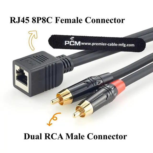 Alt view image 2 of 7 - RJ45 Female to Dual RCA Male Audio Cable for AXIA, Broadcast (20cm)