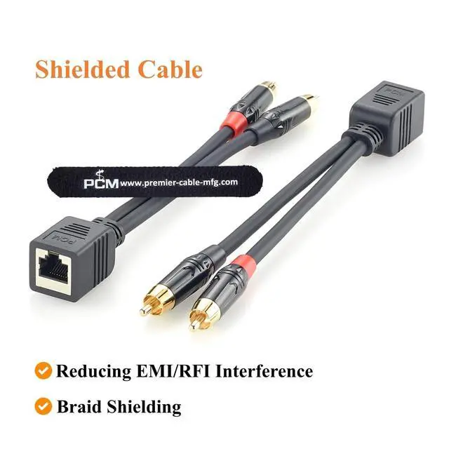 Alt view image 3 of 7 - RJ45 Female to Dual RCA Male Audio Cable for AXIA, Broadcast (20cm)