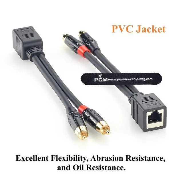 Alt view image 4 of 7 - RJ45 Female to Dual RCA Male Audio Cable for AXIA, Broadcast (20cm)