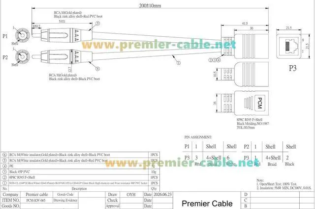 Alt view image 7 of 7 - RJ45 Female to Dual RCA Male Audio Cable for AXIA, Broadcast (20cm)