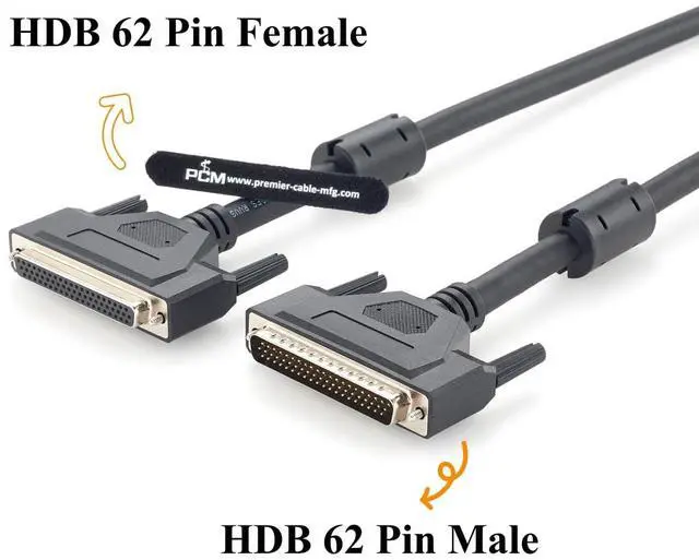 Alt view image 2 of 7 - DB 62 Pin Male to Female Extension Cable High Density D-Sub DB62 Shielded (2M/6.6FT)