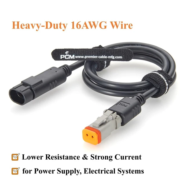 Alt view image 3 of 7 - 2 Pin Deutsch DT Female to AMP Superseal 1.5 Male Cable Automotive Wire Harness DT06-2S to 282104-1 (1M/3.28FT)