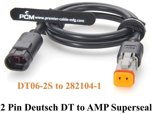 Alt view image 6 of 7 - 2 Pin Deutsch DT Female to AMP Superseal 1.5 Male Cable Automotive Wire Harness DT06-2S to 282104-1 (1M/3.28FT)