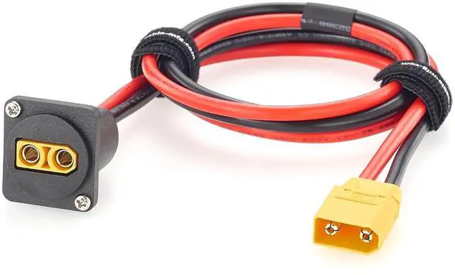 Main image of D-Type XT90 Male to Female Panel Mount Extension Cable 10AWG for Portable Power Station, Solar, Lipo Battery (3FT)