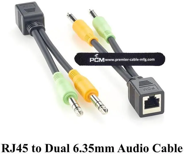 Alt view image 5 of 7 - RJ45 Female to Dual 6.35mm 1/4" TRS Balanced Audio Breakout Cable (20cm)