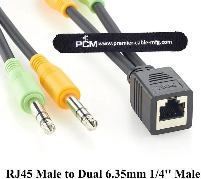 Alt view image 6 of 7 - RJ45 Female to Dual 6.35mm 1/4" TRS Balanced Audio Breakout Cable (20cm)