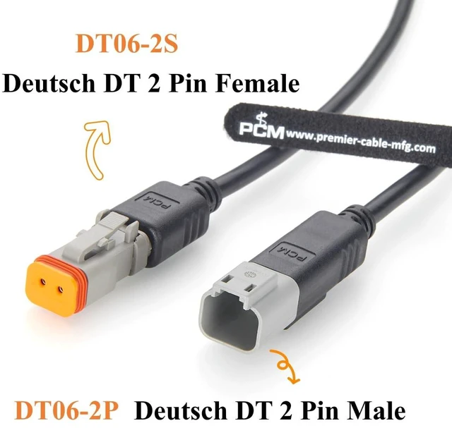 Alt view image 2 of 7 - Deutsch DT 2 Pin Male to Female Cable 16AWG Waterproof Electrical Connector DT04-2P to DT06-2S for Automotive Truck LED Work Light (2Pin, 2M/6.6FT)