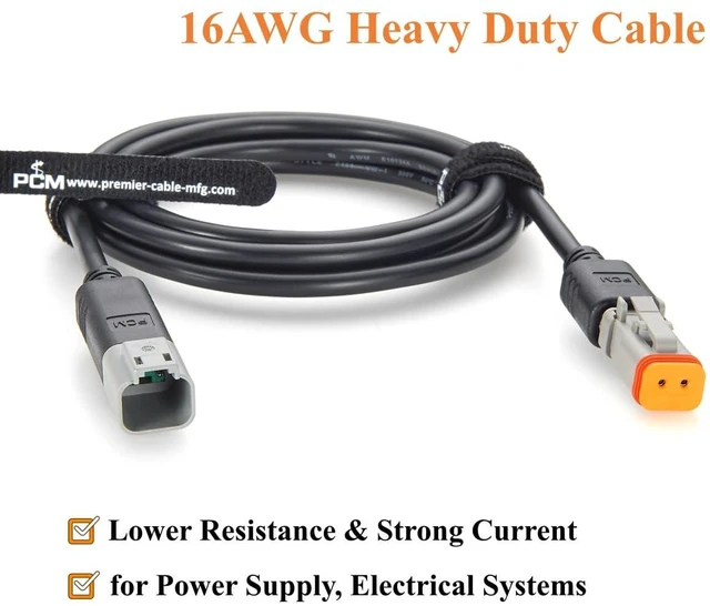 Alt view image 3 of 7 - Deutsch DT 2 Pin Male to Female Cable 16AWG Waterproof Electrical Connector DT04-2P to DT06-2S for Automotive Truck LED Work Light (2Pin, 2M/6.6FT)