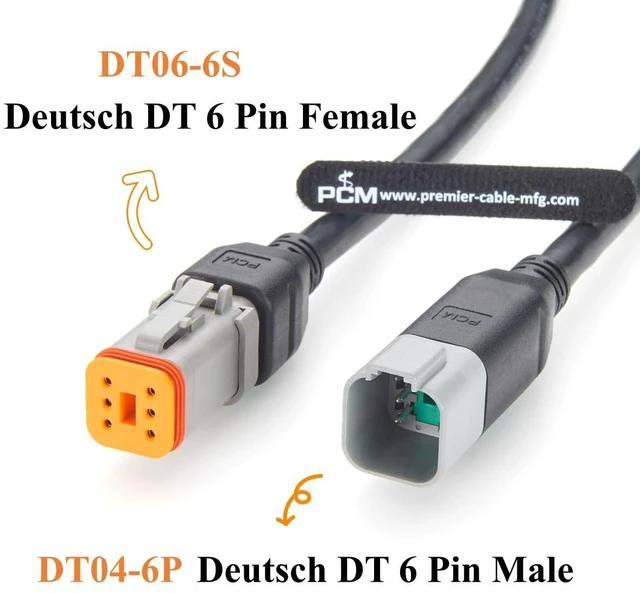 Alt view image 2 of 7 - Deutsch DT 6 Pin Male to Female Cable 16AWG Waterproof Automotive Wiring DT04-6P to DT06-6S for Agricultural Machinery (6Pin, 2M/6.6FT)