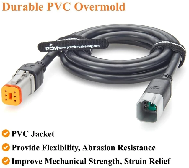 Alt view image 5 of 7 - Deutsch DT 6 Pin Male to Female Cable 16AWG Waterproof Automotive Wiring DT04-6P to DT06-6S for Agricultural Machinery (6Pin, 2M/6.6FT)