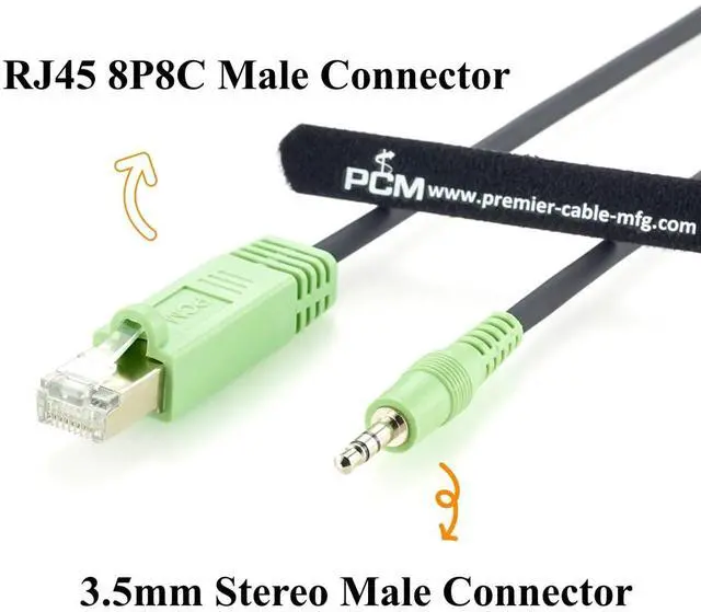 Alt view image 2 of 7 - RJ45 Male to 3.5mm 1/8'' TRS Stereo Audio Cable for Sound Boards (1.8M/6FT)