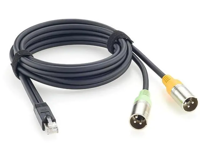 Main image of RJ45 Male to Dual XLR 3 Pin Male Balanced Audio Cable for Mixing Consoles, Broadcast (Male, 2M/6.6FT)