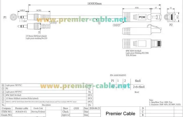 Alt view image 7 of 7 - RJ45 Male to 3.5mm 1/8'' TRS Stereo Audio Cable for Sound Boards (1.8M/6FT)