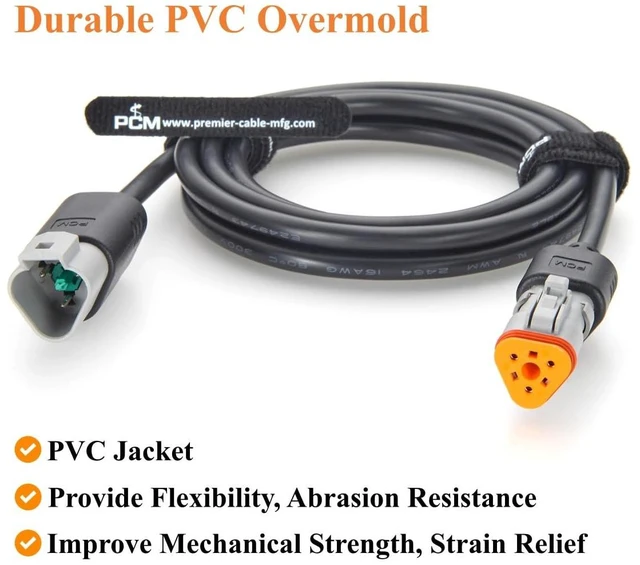 Alt view image 5 of 7 - Deutsch DT 3 Pin Male to Female Cable 16AWG Waterproof Automotive Wiring DT04-3P to DT06-3S for Sensors, Engine Control (3Pin, 2M/6.6FT)