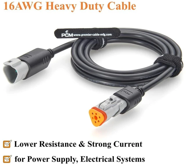 Alt view image 3 of 7 - Deutsch DT 3 Pin Male to Female Cable 16AWG Waterproof Automotive Wiring DT04-3P to DT06-3S for Sensors, Engine Control (3Pin, 2M/6.6FT)