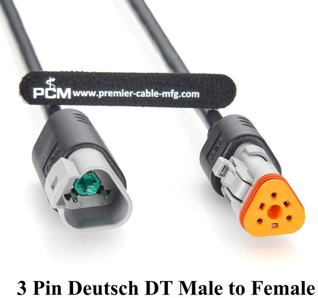 Alt view image 6 of 7 - Deutsch DT 3 Pin Male to Female Cable 16AWG Waterproof Automotive Wiring DT04-3P to DT06-3S for Sensors, Engine Control (3Pin, 2M/6.6FT)