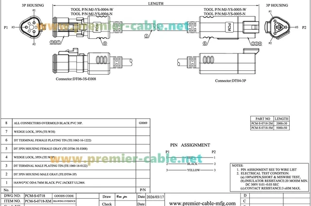Alt view image 7 of 7 - Deutsch DT 3 Pin Male to Female Cable 16AWG Waterproof Automotive Wiring DT04-3P to DT06-3S for Sensors, Engine Control (3Pin, 2M/6.6FT)