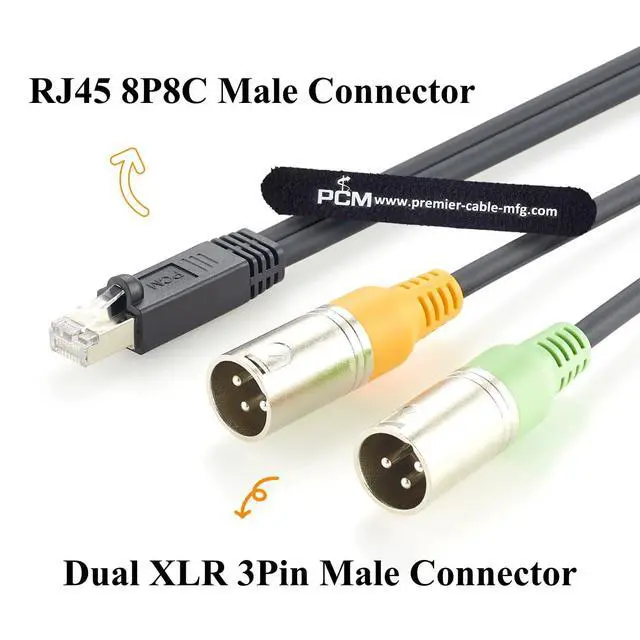 Alt view image 2 of 7 - RJ45 Male to Dual XLR 3 Pin Male Balanced Audio Cable for Mixing Consoles, Broadcast (Male, 2M/6.6FT)