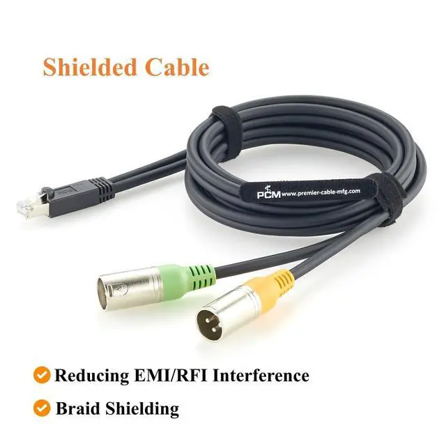Alt view image 3 of 7 - RJ45 Male to Dual XLR 3 Pin Male Balanced Audio Cable for Mixing Consoles, Broadcast (Male, 2M/6.6FT)
