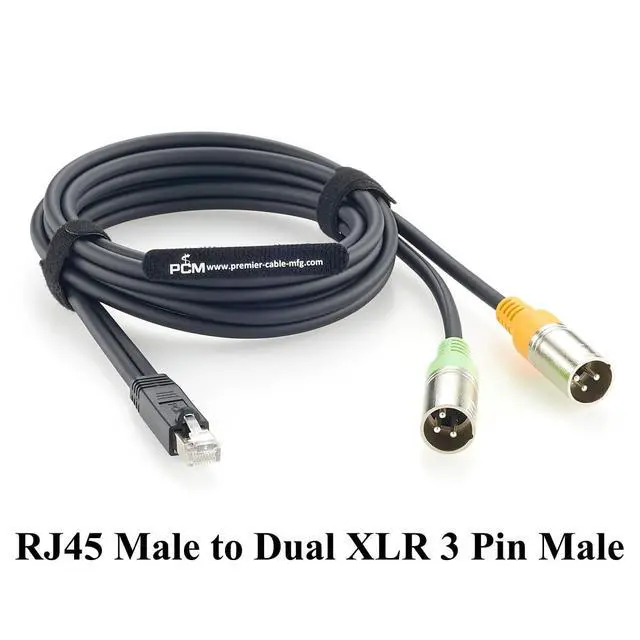 Alt view image 5 of 7 - RJ45 Male to Dual XLR 3 Pin Male Balanced Audio Cable for Mixing Consoles, Broadcast (Male, 2M/6.6FT)