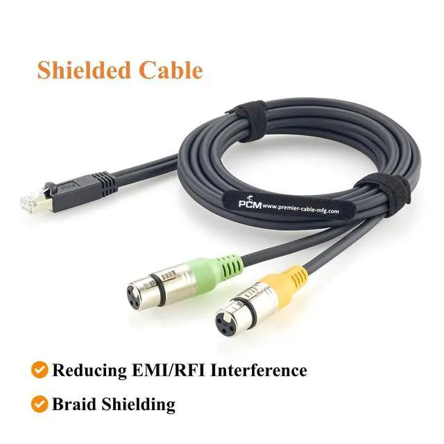 Alt view image 3 of 7 - RJ45 Male to Dual XLR 3 Pin Female Adapter Cable for Professional Audio, Studio, Live Sound (Female, 2M/6.6FT)