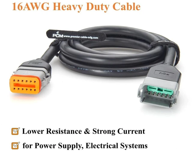 Alt view image 3 of 7 - Deutsch DT 12 Pin Male to Female Cable 16AWG Waterproof Automotive Wiring DT04-12P to DT06-12S for Engine Control (12Pin, 2M/6.6FT)