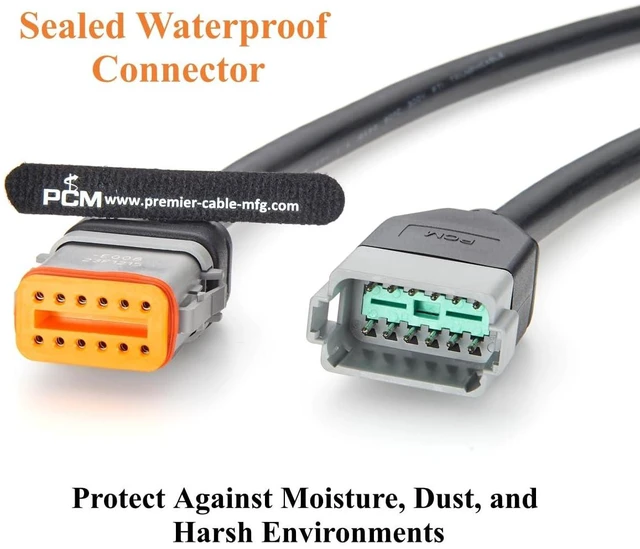Alt view image 4 of 7 - Deutsch DT 12 Pin Male to Female Cable 16AWG Waterproof Automotive Wiring DT04-12P to DT06-12S for Engine Control (12Pin, 2M/6.6FT)