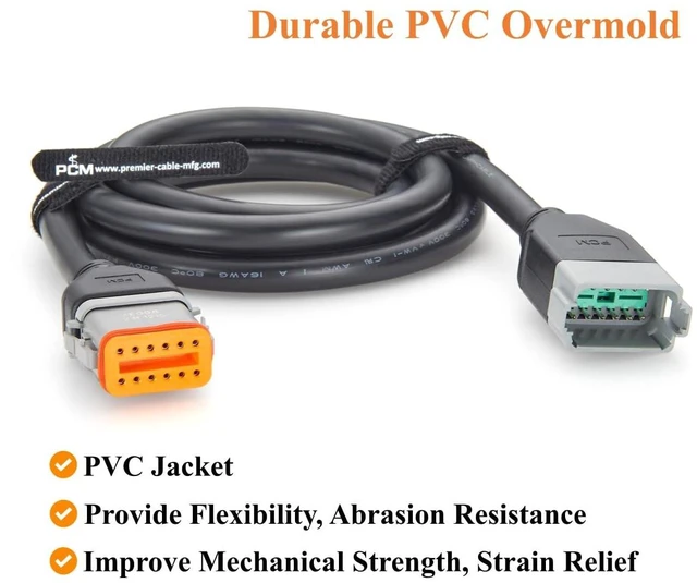 Alt view image 5 of 7 - Deutsch DT 12 Pin Male to Female Cable 16AWG Waterproof Automotive Wiring DT04-12P to DT06-12S for Engine Control (12Pin, 2M/6.6FT)