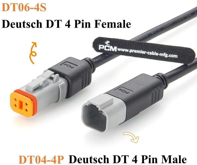 Alt view image 2 of 7 - Deutsch DT 4 Pin Male to Female Cable 16AWG Waterproof Automotive Wiring DT04-4P to DT06-4S for Sensors, Engine Control (4Pin, 2M/6.6FT)