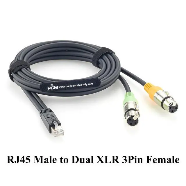Alt view image 6 of 7 - RJ45 Male to Dual XLR 3 Pin Female Adapter Cable for Professional Audio, Studio, Live Sound (Female, 2M/6.6FT)