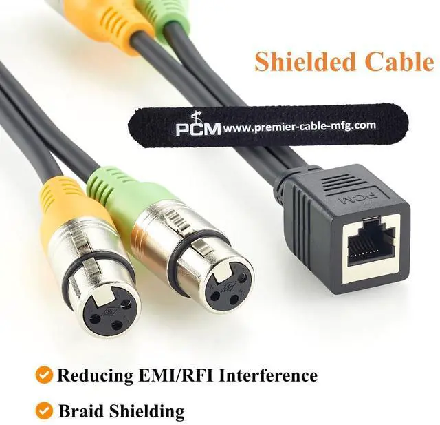 Alt view image 3 of 7 - RJ45 to Dual XLR 3 Pin Female Adapter Cable Balanced Audio Cable for Professional Mixer, Studio, Broadcast (Female, 20cm)