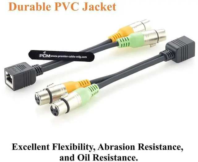 Alt view image 4 of 7 - RJ45 to Dual XLR 3 Pin Female Adapter Cable Balanced Audio Cable for Professional Mixer, Studio, Broadcast (Female, 20cm)
