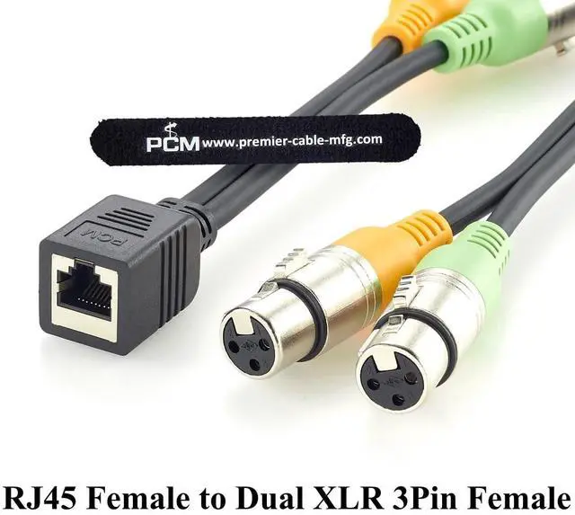 Alt view image 5 of 7 - RJ45 to Dual XLR 3 Pin Female Adapter Cable Balanced Audio Cable for Professional Mixer, Studio, Broadcast (Female, 20cm)
