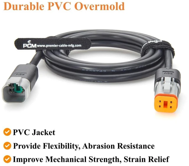 Alt view image 5 of 7 - Deutsch DT 4 Pin Male to Female Cable 16AWG Waterproof Automotive Wiring DT04-4P to DT06-4S for Sensors, Engine Control (4Pin, 2M/6.6FT)