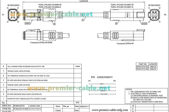 Alt view image 7 of 7 - Deutsch DT 4 Pin Male to Female Cable 16AWG Waterproof Automotive Wiring DT04-4P to DT06-4S for Sensors, Engine Control (4Pin, 2M/6.6FT)