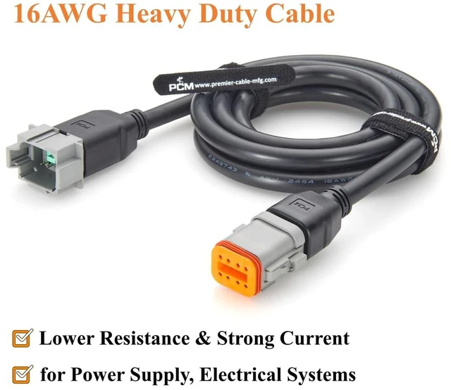 Alt view image 3 of 7 - Deutsch DT 8 Pin Male to Female Cable 16AWG Waterproof Automotive Wiring DT04-8P to DT06-8S for Agricultural Machinery (8Pin, 2M/6.6FT)