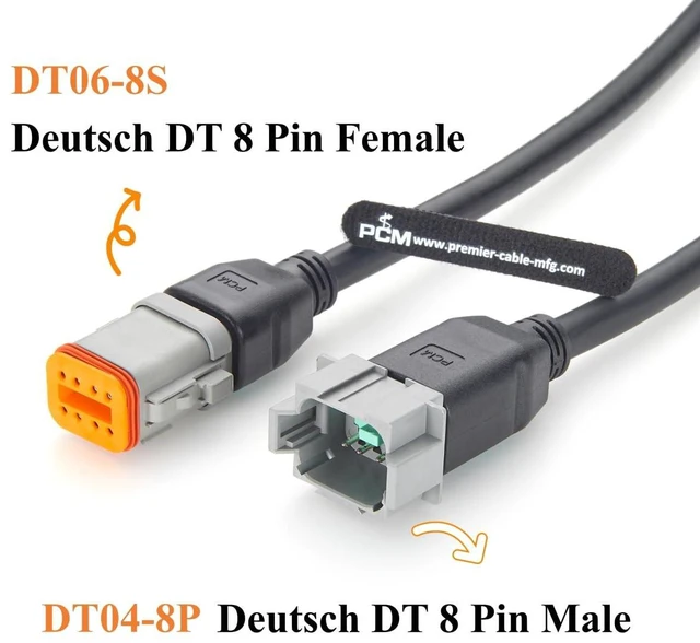Alt view image 2 of 7 - Deutsch DT 8 Pin Male to Female Cable 16AWG Waterproof Automotive Wiring DT04-8P to DT06-8S for Agricultural Machinery (8Pin, 2M/6.6FT)