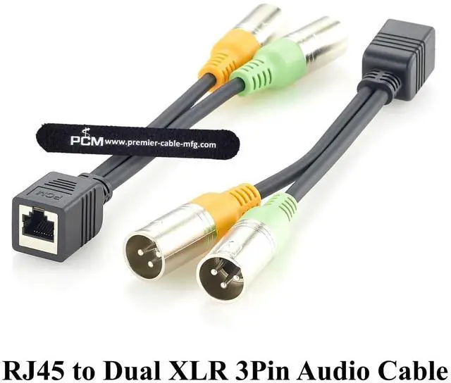 Alt view image 6 of 7 - RJ45 Female to Dual XLR 3 Pin Male Adapter Cable Balanced Audio Cable for Professional Mixer, Studio, Broadcast (Male, 20cm)