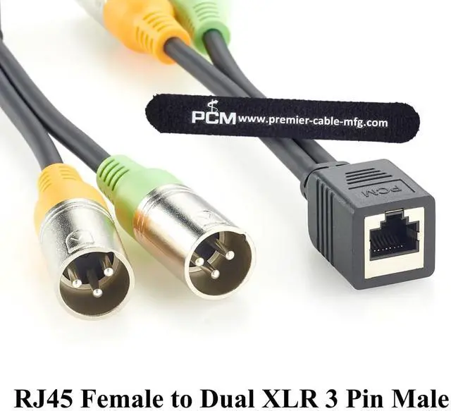 Alt view image 5 of 7 - RJ45 Female to Dual XLR 3 Pin Male Adapter Cable Balanced Audio Cable for Professional Mixer, Studio, Broadcast (Male, 20cm)