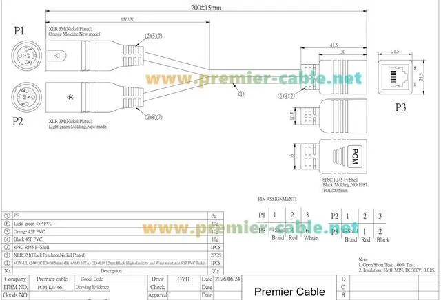 Alt view image 7 of 7 - RJ45 Female to Dual XLR 3 Pin Male Adapter Cable Balanced Audio Cable for Professional Mixer, Studio, Broadcast (Male, 20cm)