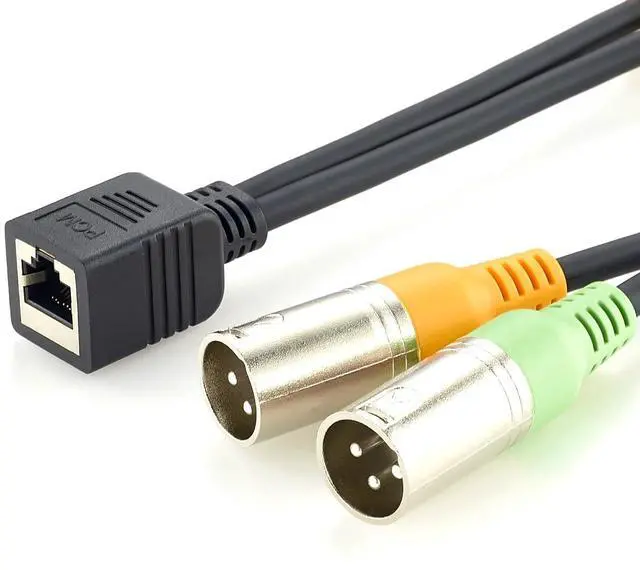 Main image of RJ45 Female to Dual XLR 3 Pin Male Adapter Cable Balanced Audio Cable for Professional Mixer, Studio, Broadcast (Male, 20cm)