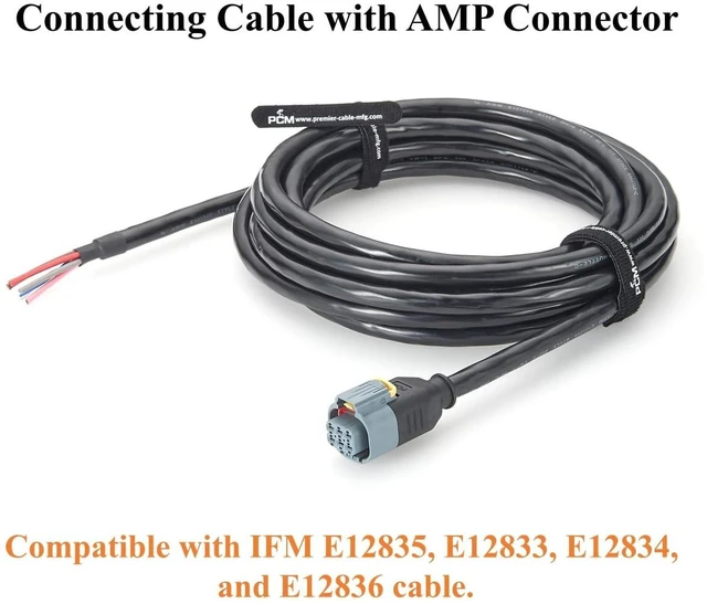 Alt view image 3 of 7 - 1745078-1 TE AMP 6 Pin Female Pigtail Cable Compatible with IFM E12835 Power Signal Harness for Mobile Machinery (5M/16.4FT)