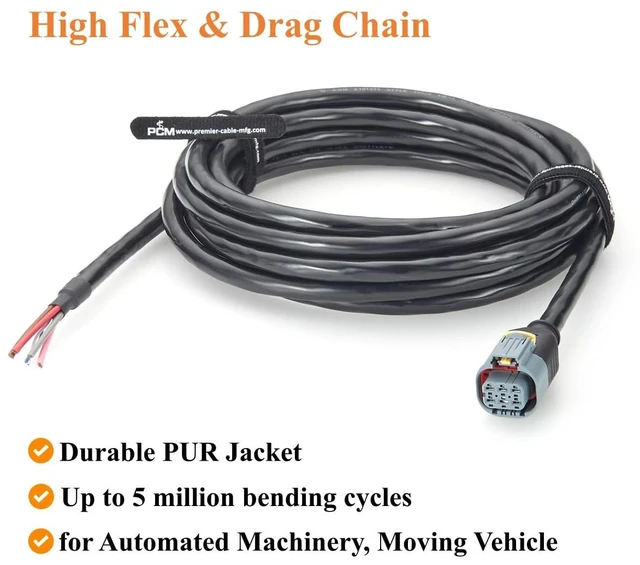 Alt view image 4 of 7 - 1745078-1 TE AMP 6 Pin Female Pigtail Cable Compatible with IFM E12835 Power Signal Harness for Mobile Machinery (5M/16.4FT)