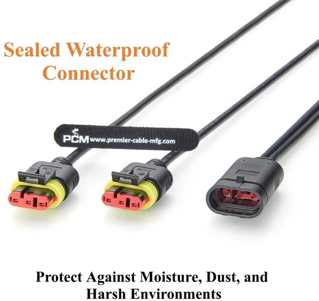 Alt view image 4 of 7 - 3 Pin TE AMP Superseal 1.5 Series Y Splitter Cable 1 Male to 2 Female Waterproof Automotive Connector Cable 282105-1 282087-1 (3Pin, 2M/6.6FT)