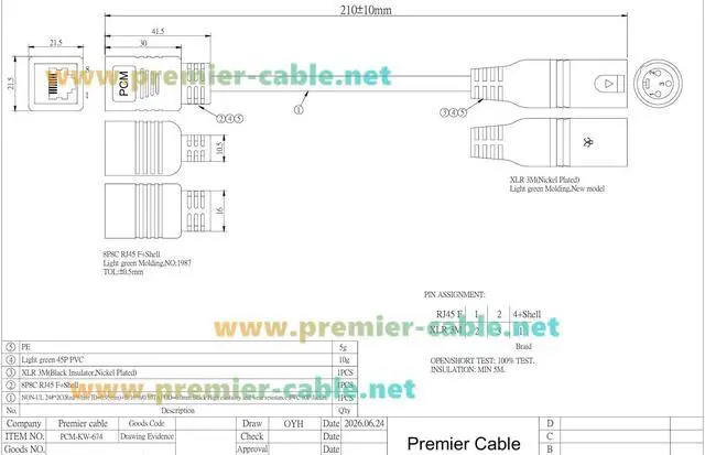 Alt view image 7 of 7 - XLR 3 Pin Male to RJ45 Female Adapter Cable for Professional Audio, Mixer (Male, 21cm)