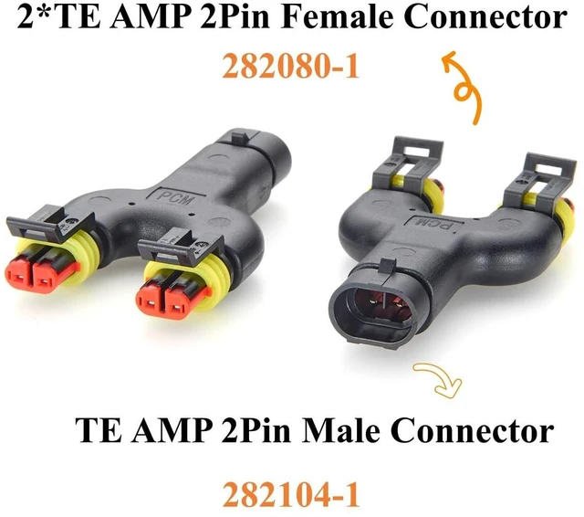 Alt view image 2 of 7 - TE AMP Superseal 1.5 Series 2 Pin Y Splitter Connector 1 Male to 2 Female Waterproof Automotive Connector 282104-1 to 282080-1