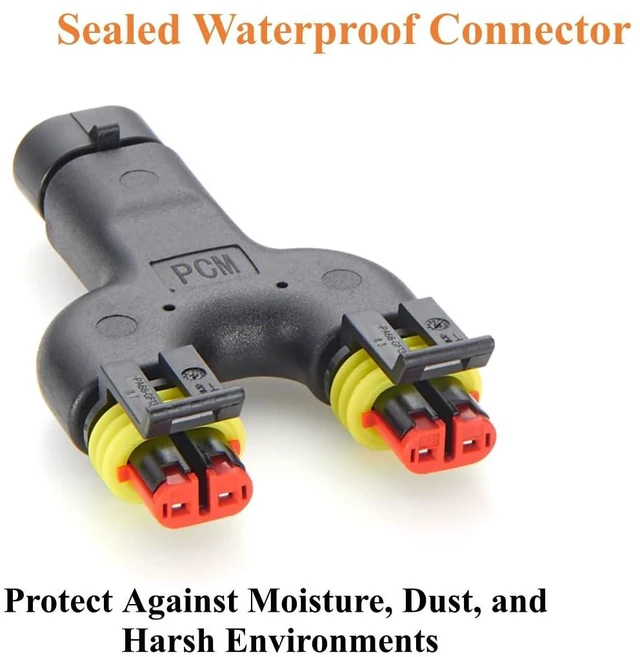Alt view image 4 of 7 - TE AMP Superseal 1.5 Series 2 Pin Y Splitter Connector 1 Male to 2 Female Waterproof Automotive Connector 282104-1 to 282080-1