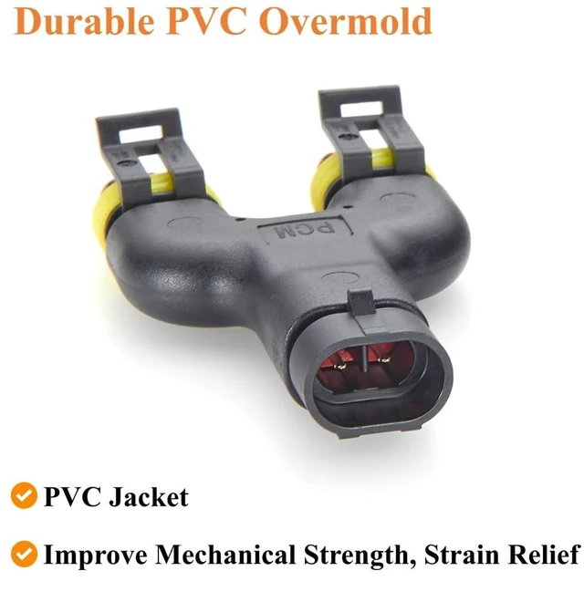 Alt view image 5 of 7 - TE AMP Superseal 1.5 Series 2 Pin Y Splitter Connector 1 Male to 2 Female Waterproof Automotive Connector 282104-1 to 282080-1